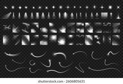 Shiny Sun Rays Light Flare Glow Sparkle Wave Abstract Background Lens Glitter Beam Twirl Effect Festive Flash Glowing White Decoration Vector
