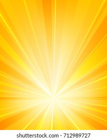 Shiny sun rays radiator background. Burst sunlight with radiating heat beams summer vector illustration