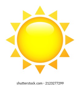 Shiny sun with rays. Yellow isolated sun vector illustration.