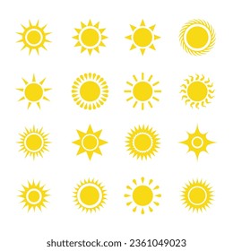 
Conjunto de ilustraciones vectoriales de símbolo de sol brillante