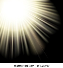 shiny sun vector, sunbeams, sunrays, sunshine design. Yellow warm light effect, sun rays, beams on transparent background.