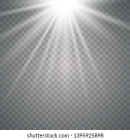 Shiny sunburst of sunbeams on the abstract sunshine background and transparency background.transparent sunlight special lens flare light effect. Vector illustration eps 10.