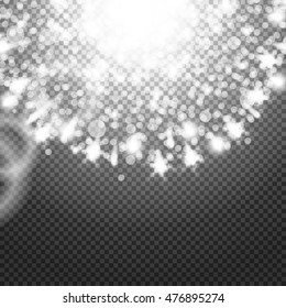 Shiny sunburst of sunbeams on the abstract sunshine background and transparency background. Vector illustration.