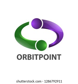 Shiny swirl orbit point logo concept design. Symbol graphic template element vector