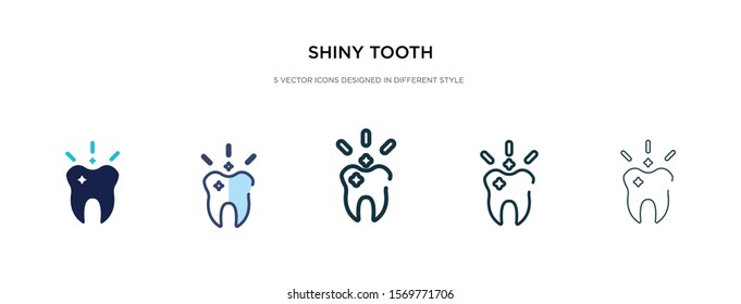shiny tooth icon in different style vector illustration. two colored and black shiny tooth vector icons designed in filled, outline, line and stroke style can be used for web, mobile, ui