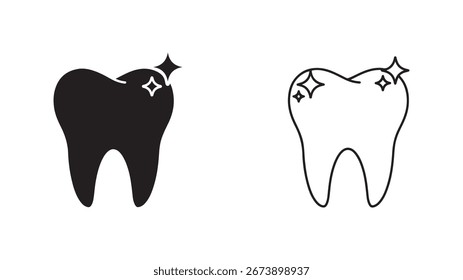 Ícone de dente brilhante com fundo transparente