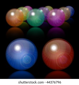Shiny and translucent glass balls