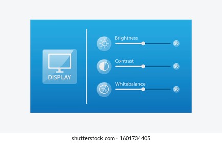 Shiny transparent UI monitor graphic display setting design illustration. 
