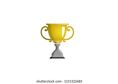 Shiny Trophy Logo Design Illustration