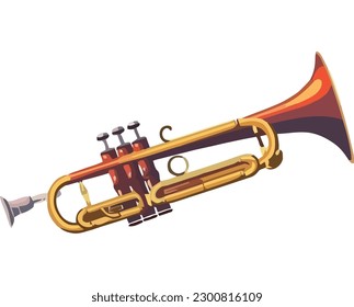 Shiny trumpet design over white