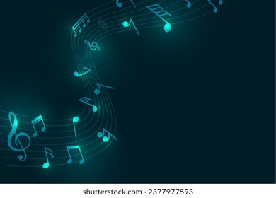 fondo de sintonía brillante y notación de ritmo para el vector de eventos musicales