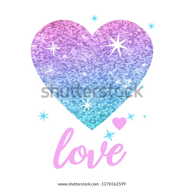 shiny unicorn color glitter heart love stock vector royalty