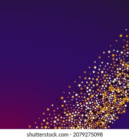 Brillante Vector Universo Fondo Púrpura. Banner Starry de Galaxy Gold. Borde de vacaciones brillante.  Plantilla De Lluvia Amarilla.