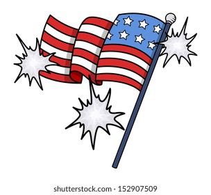 Shiny USA Flag Vector Clip-art - 4th of july celebration
