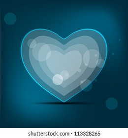 Shiny Valentine heart on blue background. EPS 10.