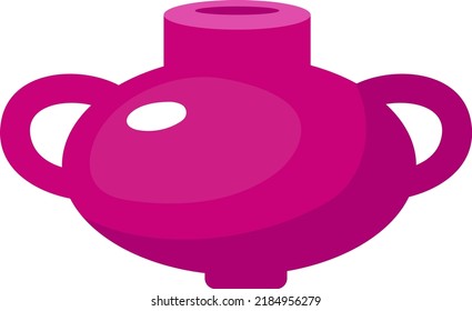 Shiny vase with handles semi flat color vector object. Ceramic pot. Handmade crockery. Full sized item on white. Kitchenware simple cartoon style illustration for web graphic design and animation