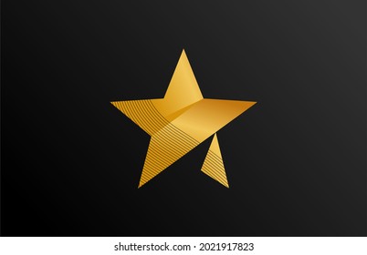 Shiny Vector Golden Star Wavy Stripes Design Logo