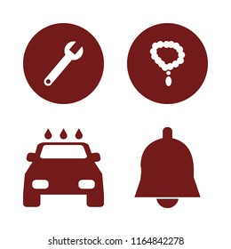 shiny vector icons set. with necklace, bell, wrench and car wash in set