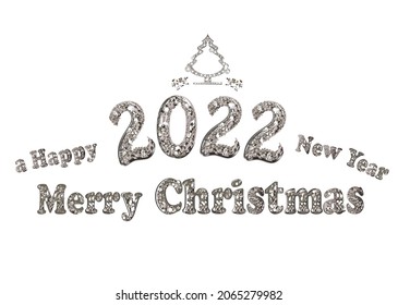  Brillante Vector texto de lujo 2022 de joyas. Diseño de números festivos de diamantes. Feliz Año Nuevo y Cartel de Navidad con números del 2022.