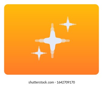 Shiny vector on a orange background. Flat design stars illustration. Starlight in the sky. Blank design template. Space concept. Bright and beautiful light. Isolated on orange background. Shine bright
