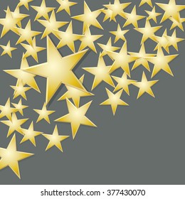 Shiny vector pattern with gold stars on gray