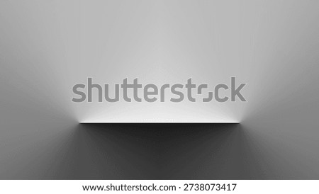 Shiny vector podium for luxury presentation and metal vector shelf with empty white room. Realistic 3d silver steel stand on grey background with light effect for product display.