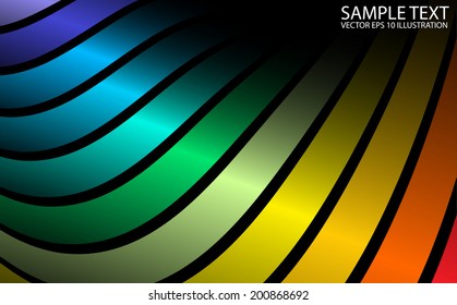 Shiny vector rainbow arcs curved background illustration - Vector reflective background rainbow template
