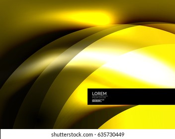 Fondo abstracto de la onda de seda vectorial brillante, fondo de pared con forma de onda y efectos de luz, estilo liso