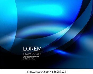 Fondo abstracto de la onda de seda vectorial brillante, fondo de pared con forma de onda y efectos de luz, estilo liso