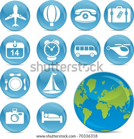shiny vector travel icons