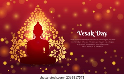 Vesak brillante vectorial de fondo de diseño de día. Celebración Diseño del día de Vesak con vector de silueta de Buda