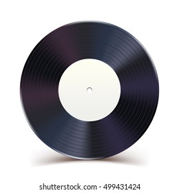 shiny vinyl record on white