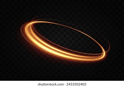 Glänzende Wirbel Ringe schimmern auf einem transparenten Hintergrund. Funkelnde Kreise mit Lichteffekt. Lichtkreis wirbeln Neon Lichteffekt, Spirale Lichtlinien.	