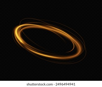 Los brillantes anillos de vórtice brillan sobre un fondo transparente. Círculos brillantes con efecto de luz. Efecto de iluminación de neón de remolino de círculo de luz, líneas de luz en espiral.