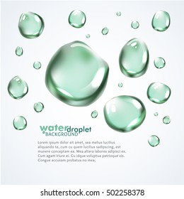 Shiny water droplets background. Vector illustration