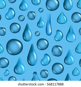 Shiny water drops seamless vector pattern
