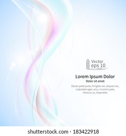 Shiny wave abstract background. Blue color. vector