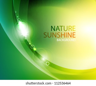 Shiny wave abstract background. Green color