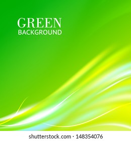 Shiny wave abstract background. Green color