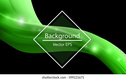 Shiny wave abstract background. Green color