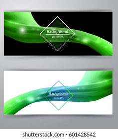 Shiny wave abstract background. Green color