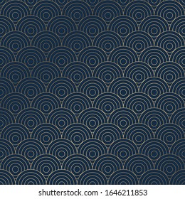 patrón de formas geométricas de onda brillante, patrón vectorial sin foco. Textura vectorial , dorado con fondo azul
