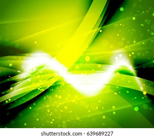 Shiny wave, magic light efffect vector abstract background