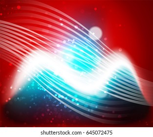 Onda brillante, fondo abstracto del vector de efecto de luz mágica
