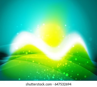 Shiny wave, magic light efffect vector abstract background