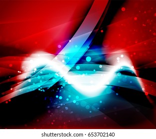 Shiny wave, magic light efffect vector abstract background