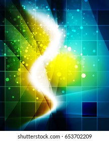Onda brillante, fondo abstracto del vector de efecto de luz mágica