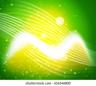 Shiny wave, magic light efffect vector abstract background