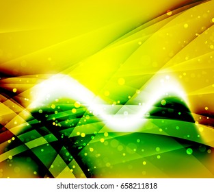 Onda brillante, fondo abstracto del vector de efecto de luz mágica