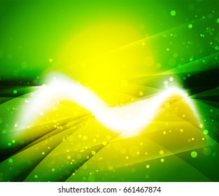 Shiny wave, magic light efffect vector abstract background